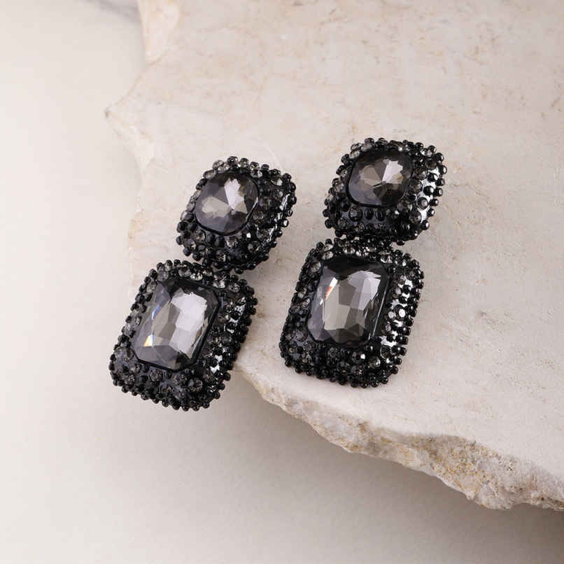 YouBella Jewellery Earrings for Women Crystal Earrings for Girls and Women (Black)