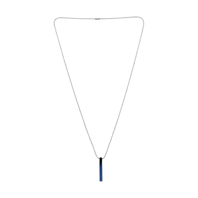 NVR Men's Blue & Silver Plated Geomatric Pendant With Chain | NVR2372