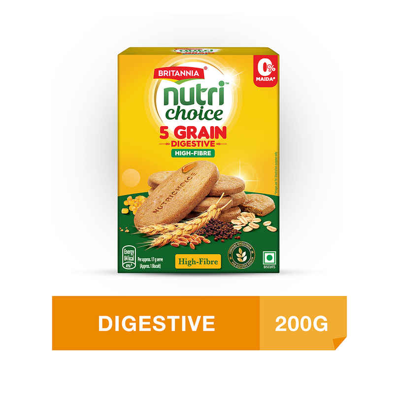 Britannia 5 Grain High-Fibre Biscuits Multigrain Digestive Biscuits | Maida-free and Trans Fat-free