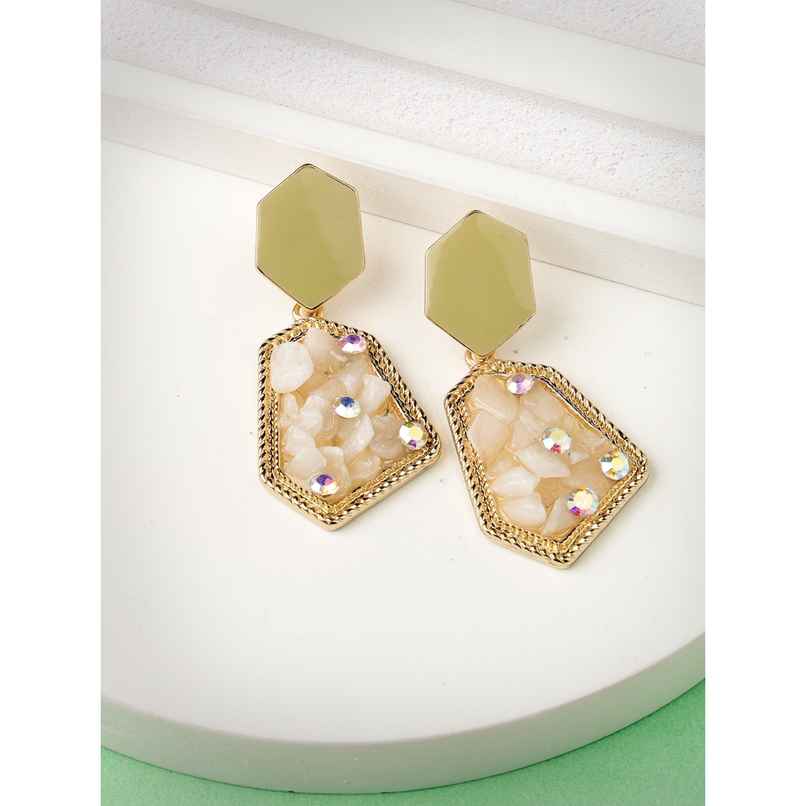 Scintillare By Sukkhi Attractive Gold Plated Grey & Crystals Stones Contemporary Dangler Earring