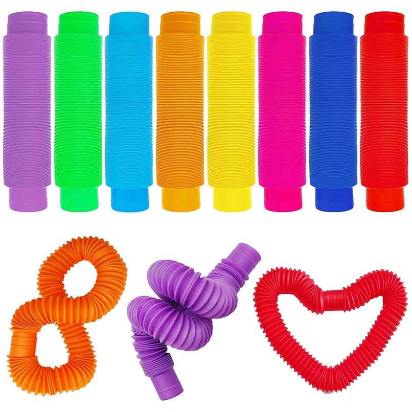 Toyshine Pop Tube Fidget Toy | Pull and Pop Tubes SenBAUy Tubes | 12 Pcs