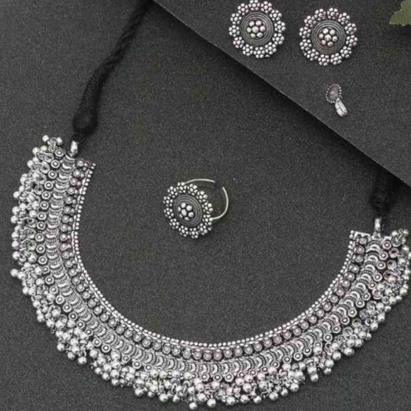 YouBella Silver-Plated Jewellery Set For Girls And Women - Silver