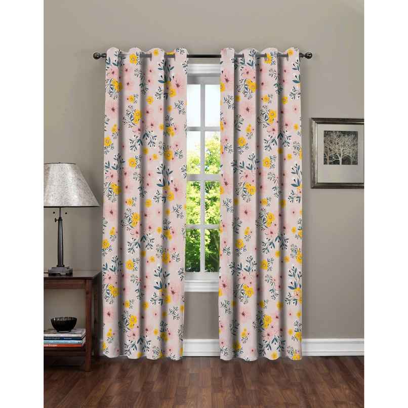 BAY6 Polyester Long Door Curtains - Set of 2 - (9x4 ft) - Peach