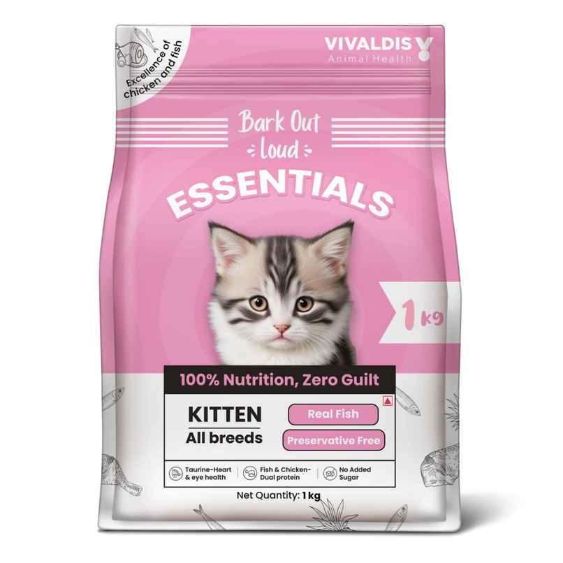 Bark Out Loud | Essentials Kitten Dry Food | Fish & Chicken | Added Taurine - No Preservatives