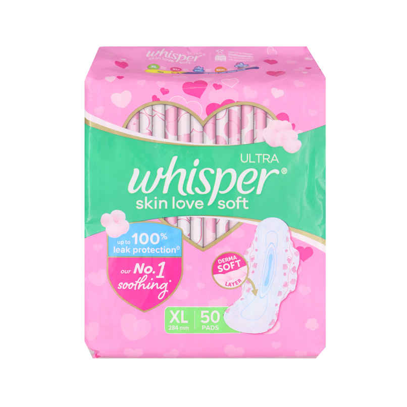 Whisper Ultra Soft Sanitary Pads | XL | 50 pcs