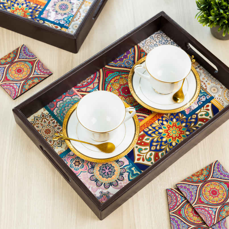 Birch & Co. Serving Tray - Mandala With Four Free Matching Coasters
