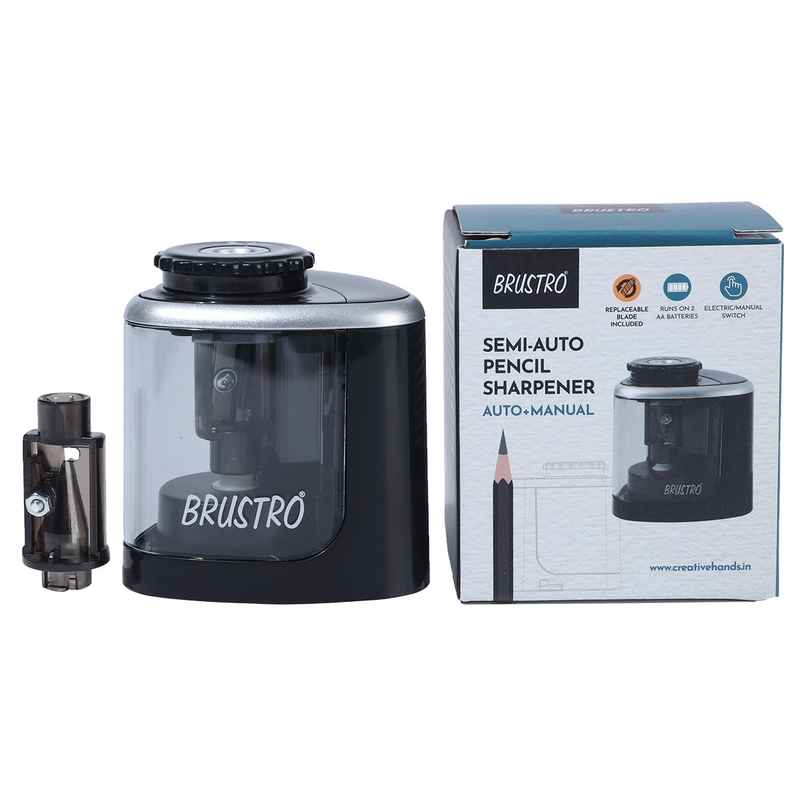 Brustro Semi Auto Pencil Sharpener | Auto + Manual Brustro Semi Auto Pencil Sharpener | Auto + Manual