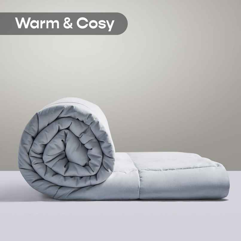 Sleepycat All Season Reversible Comforter-Rhino Grey & Coconut White (Double Size, 90 x 100 Inches)