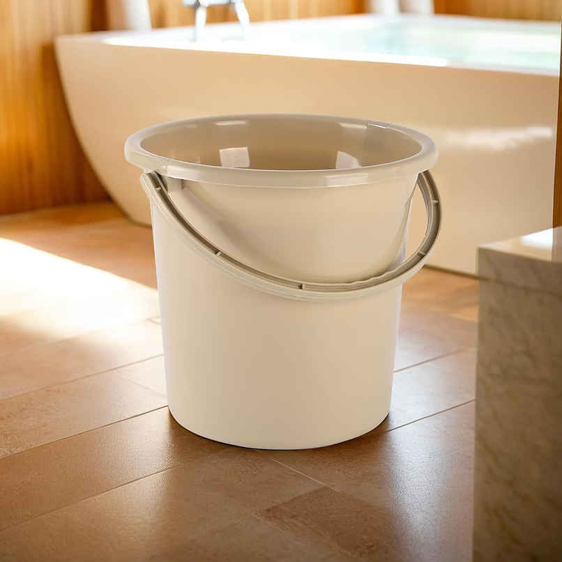 Kuber Industries Plastic Strong Bucket for Bathroom for Bathing|18 L|Beige