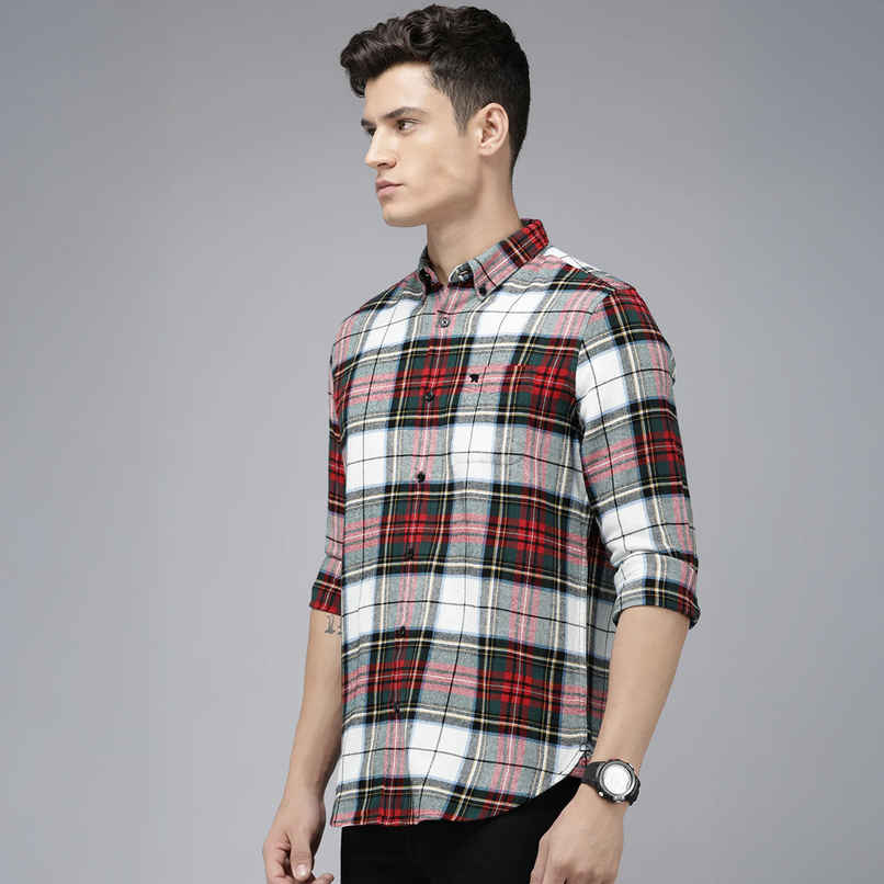 The Bear House Men Slim Fit Checked Flannel Cotton Casual Shirt - Tai | Multicolor | M
