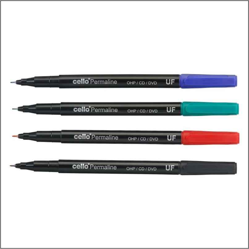 Bic Cello Permaline Cd Assorted Markers Pack Of 4