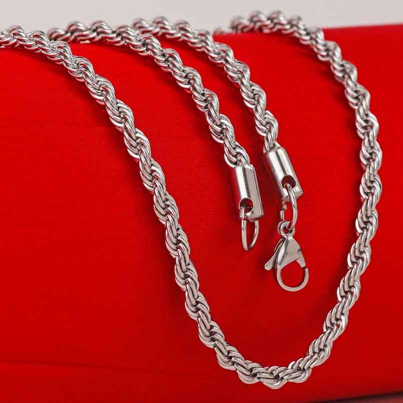 Fashion Frill Men's Rope Chain Silver 22 Inches