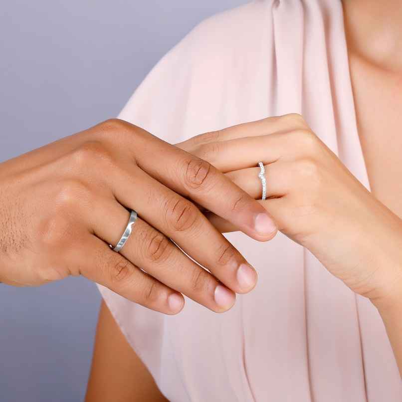 Giva Silver Cupid Arrow Couple Bands