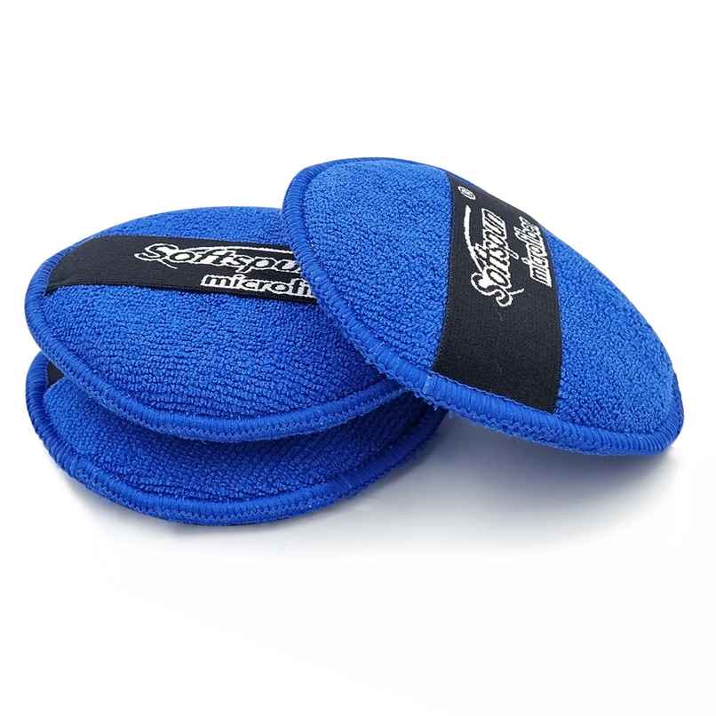 Softspun Microfiber Car Cleaning Cloth & Polishing Pads (3 pcs) - Blue | 340 GSM | 12 x12 cm