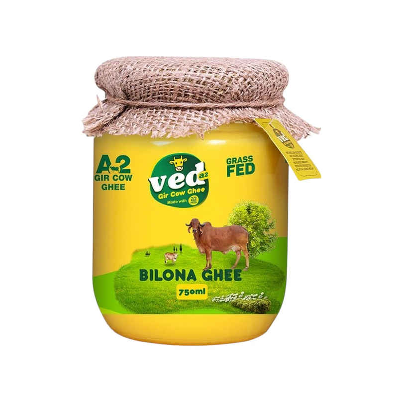 Ved A2 Desi Gir Cow Cultured Ghee Glass Bottle