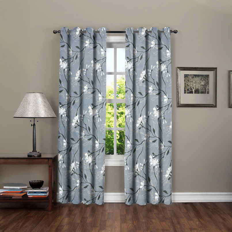 BAY6 Microfiber Cotton Door Curtains | Set of 2 | 9x4 ft | Grey