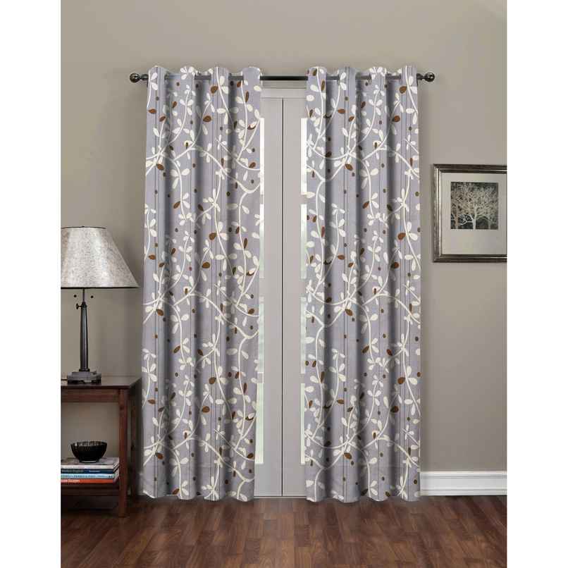 BAY6 Polyester Long Door Curtains | Set of 2 | 9x4 ft | Grey