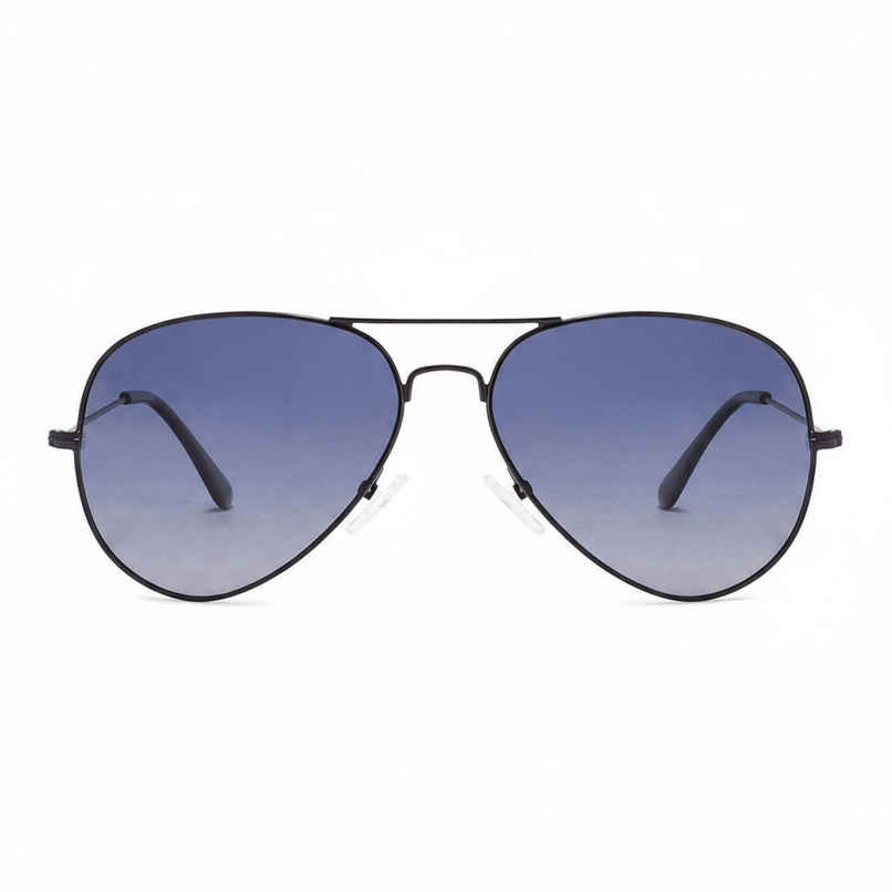 Vincent Chase By Lenskart Unisex Solid Stainless Steel Aviator Sunglasses | Black and Blue - M