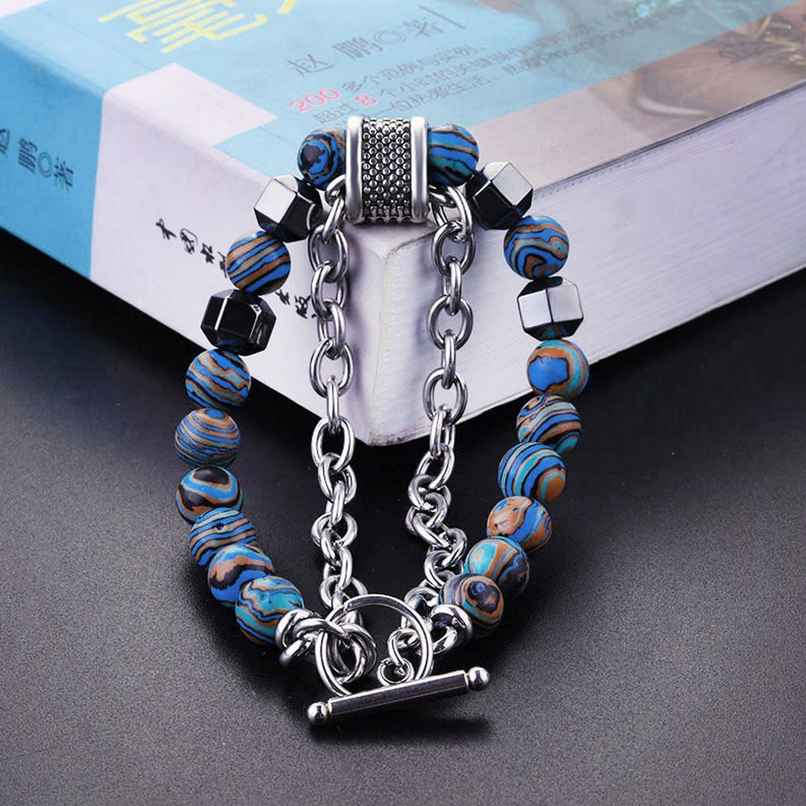 Fashion Frill Men's Chain & Beads Bracelet Multicolor Regular