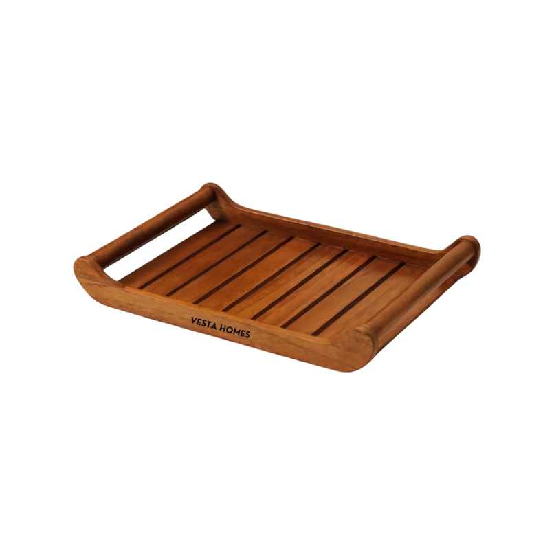 Vesta Homes Large Teak Wood Serving Tray For Home, Kitchen, Restaurant, Office |38 X 25 X 6 Cm