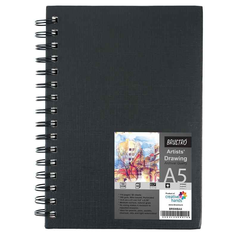 Brustro Artists Sketch Book Wiro Bound A5 Portrait - 160 Gsm | 116 Pages Brustro Artists Sketch Book Wiro Bound A5 Portrait - 160 Gsm | 116 Pages