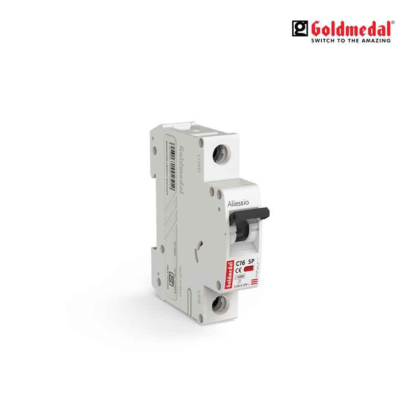 Goldmedal Allessio 16 A Mcb Single Pole Surge Switch (White) Goldmedal Allessio 16 A Mcb Single Pole Surge Switch (White)