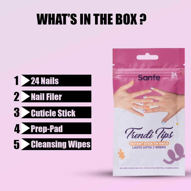 Sanfe Instant Stick On Nails-French Tip | Press On Nails Kit | Artificial Nails Set Sanfe Instant Stick On Nails-French Tip | Press On Nails Kit | Artificial Nails Set