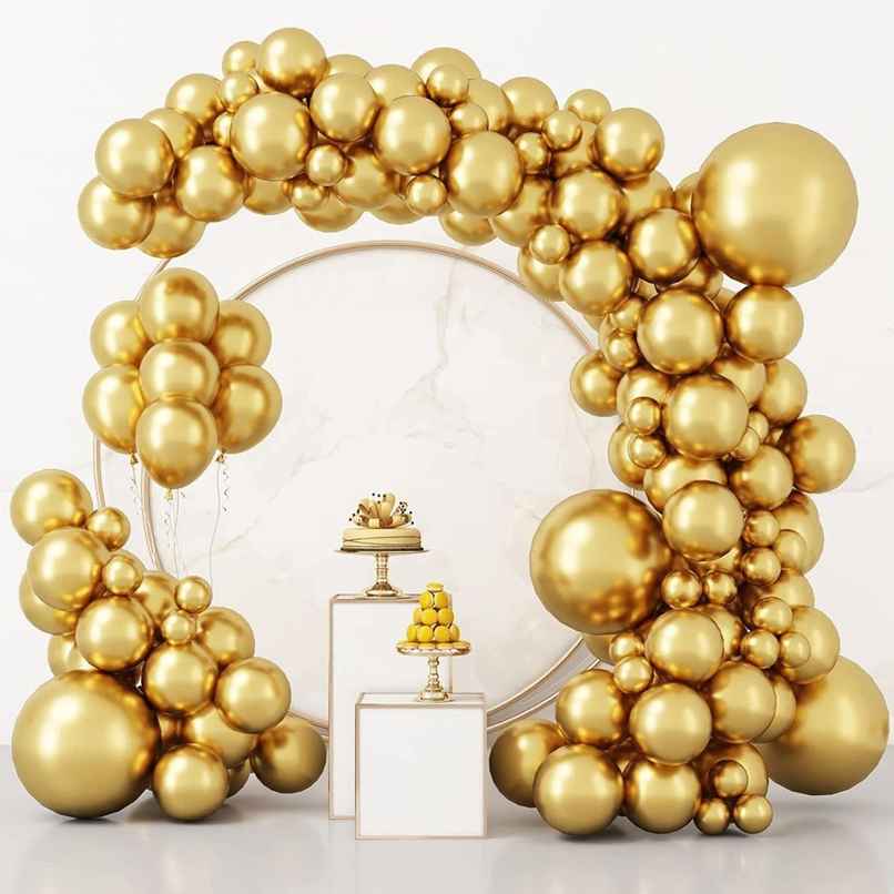 Party Propz Golden Metallic Balloons For Party Decoration