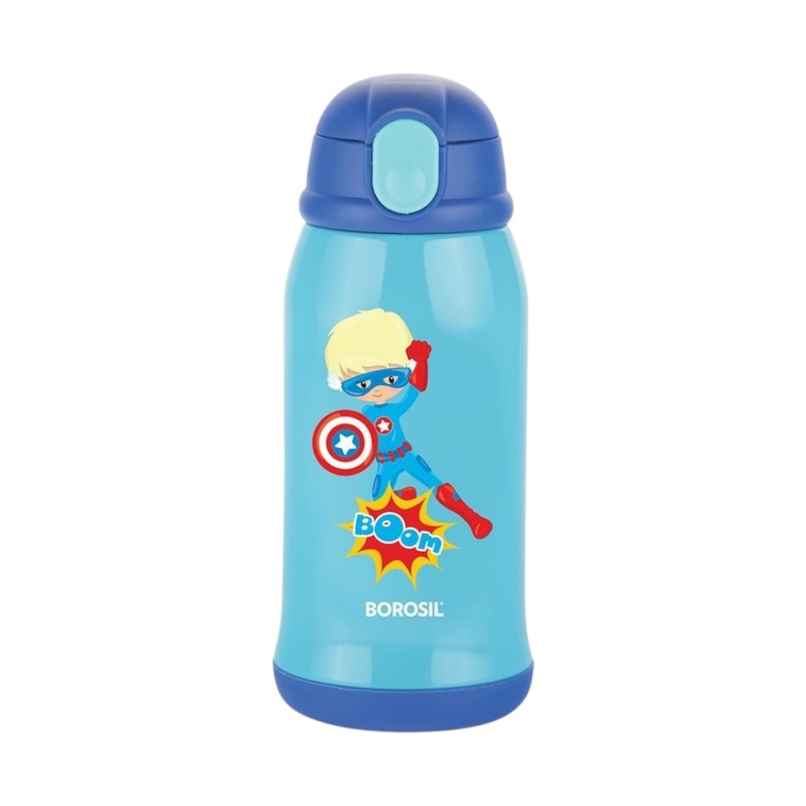 Borosil Stainless Steel Superhero Bottle | Blue - 500 ml