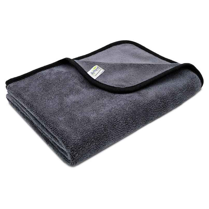 Softspun Microfiber Cleaning Cloth (XL, 50x80 cm, 500 GSM, 1pc, Grey)