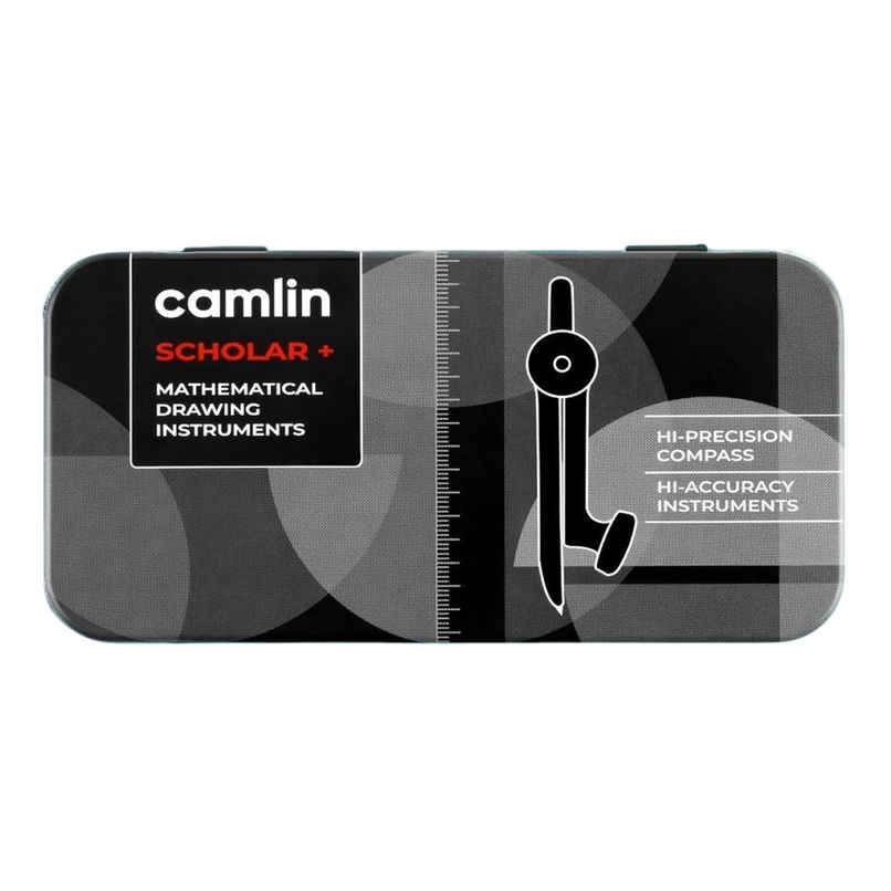 Camlin Scholar Plus Geometry Box | Self-Centering Compass - Black