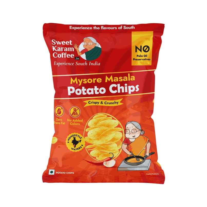 Sweet Karam Coffee - No Palm Oil Potato Chips - Mysore Masala Sweet Karam Coffee - No Palm Oil Potato Chips - Mysore Masala