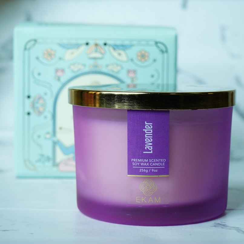 Ekam Lavender Scented 3 Wick Soy Candle
