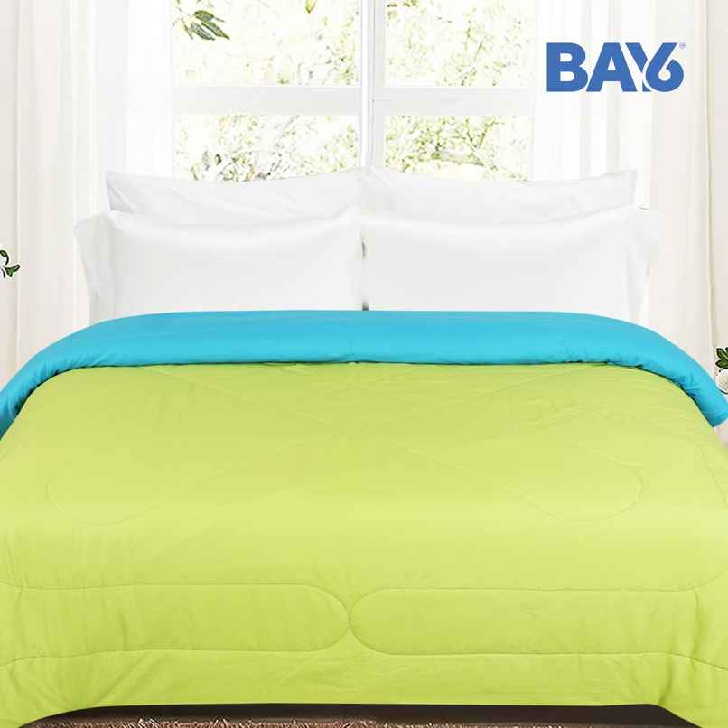 BAY6 Double Bed Reversible Comforter | Green & Sky Blue | 220 x 240 cm
