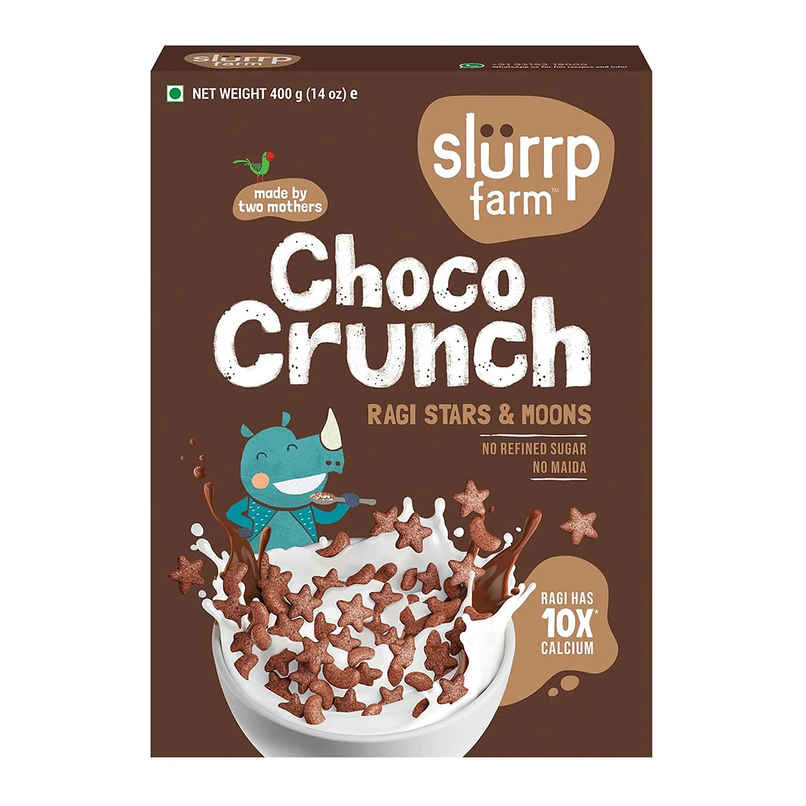 Slurrp Farm Choco Crunch Chocolate Cereal - Ragi Stars and Moons No Maida, No Refined Sugar, No Added Colour