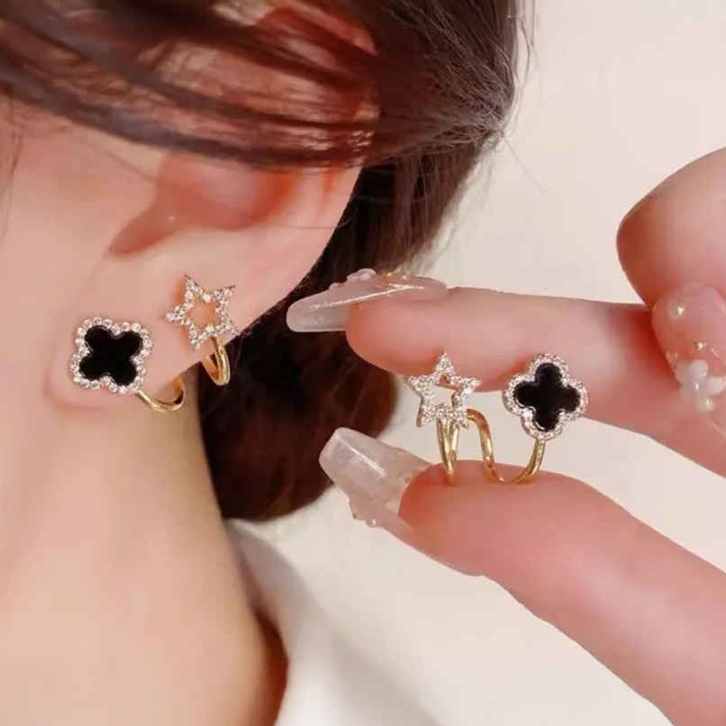 Estailo Fashion Women's Jewellery Earrings Black Gold One Size | E0001473