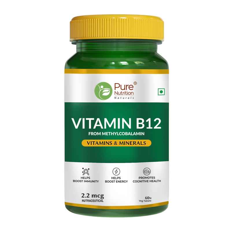 Pure Nutrition Vitamin B12 Methylcobalamin 60 VEG Tablets for Energy Immunity & Brain Health