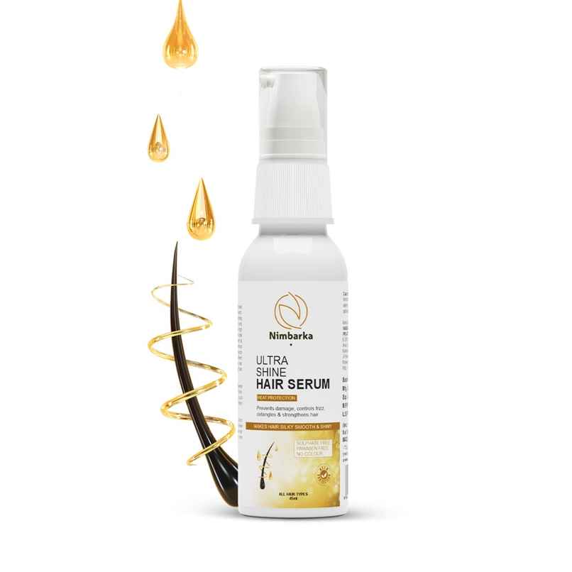 Nimbarka Ultra Shine Hair Serum - Heat Protection Frizz Control Detangles & Strengthens Hair