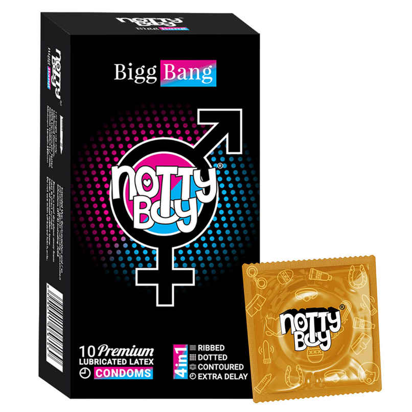 NottyBoy BiggBang 4in1 - Delay | Ribbed | Dotted Condom With Snug Fit