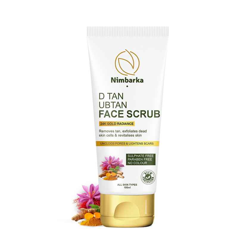 Nimbarka D-Tan Ubtan Face Scrub 24K Gold Radiance - Removes Tan Exfoliates Dead Skin Cells