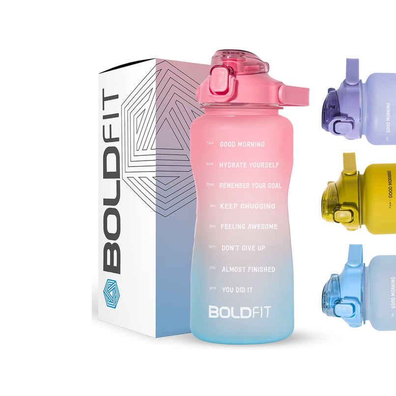 Boldfit Gallon Bottle Motivational 2L Pink Blue
