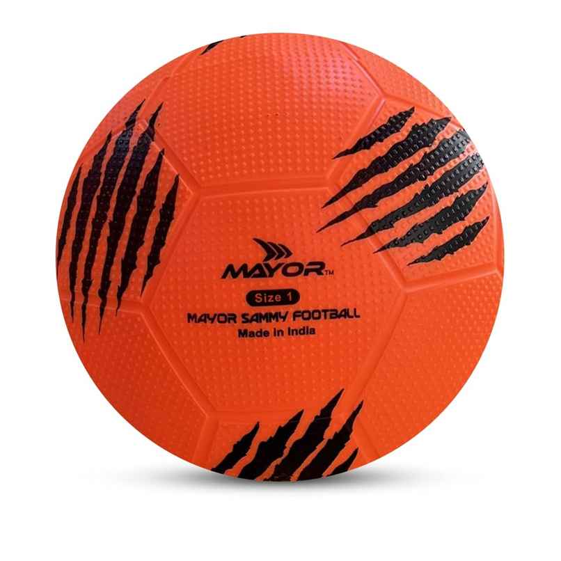 Mayor Sammy Soft Rubber Kids Football For Age Group Below 4 Years - Size- 1 (Pack Of 1, Orange)
