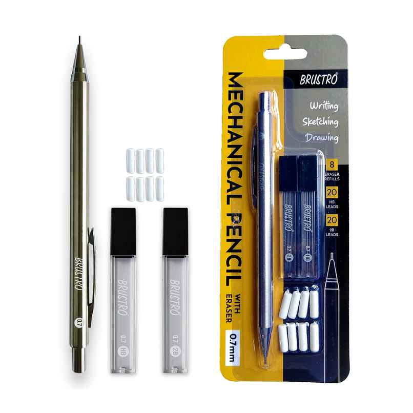 Brustro Mechanical Pencil With Eraser 0.7Mm Brustro Mechanical Pencil With Eraser 0.7Mm