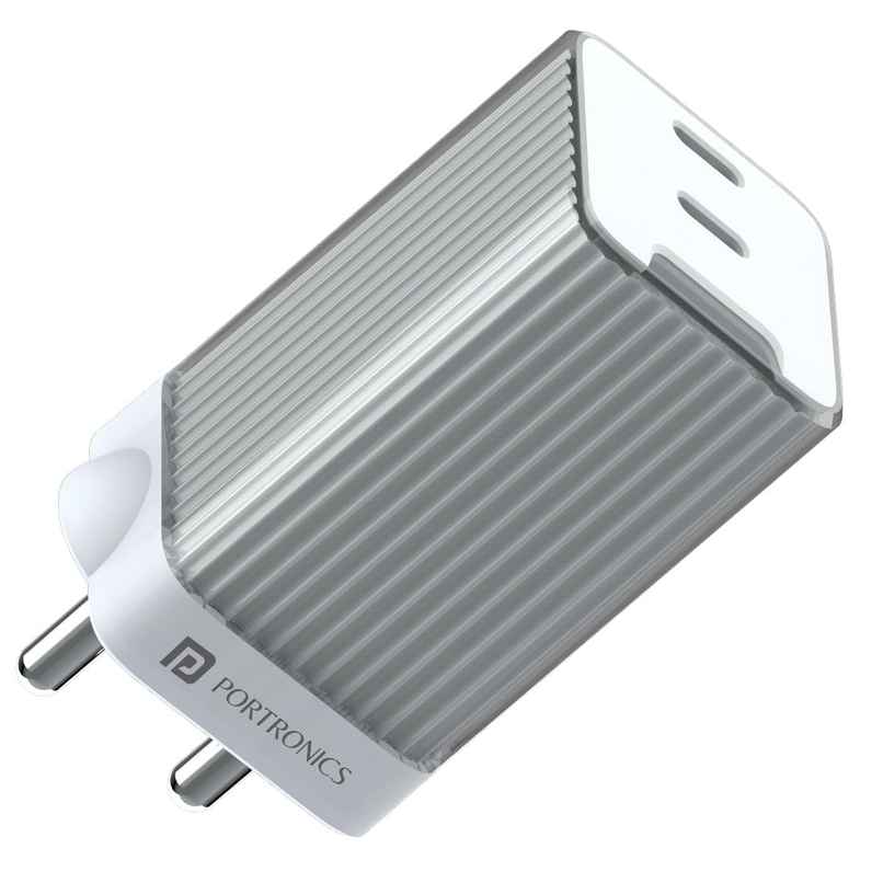 Portronics Adapto 4, Dual Ports High Power Pd Charger - White Portronics Adapto 4, Dual Ports High Power Pd Charger - White