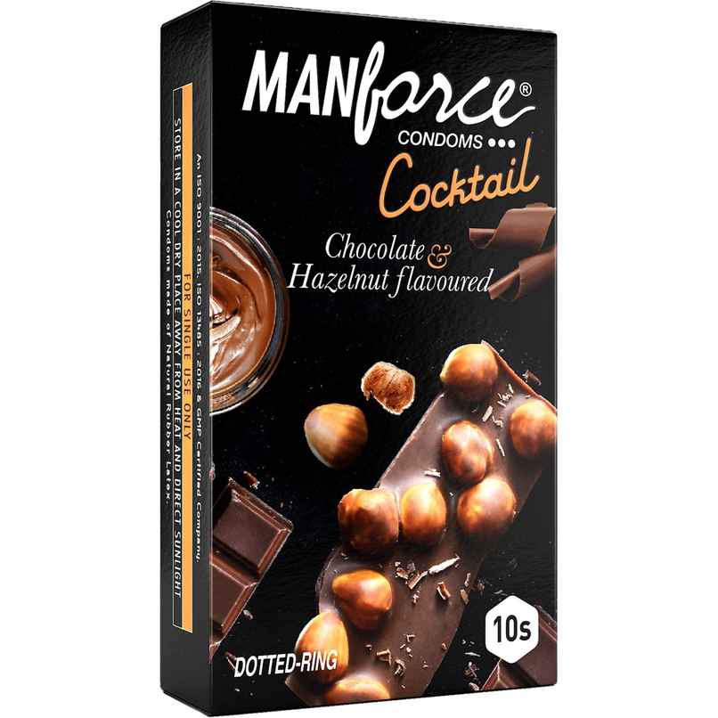 Manforce Cocktail Condoms with Dotted-Rings Hazelnut & Chocolate Flavoured