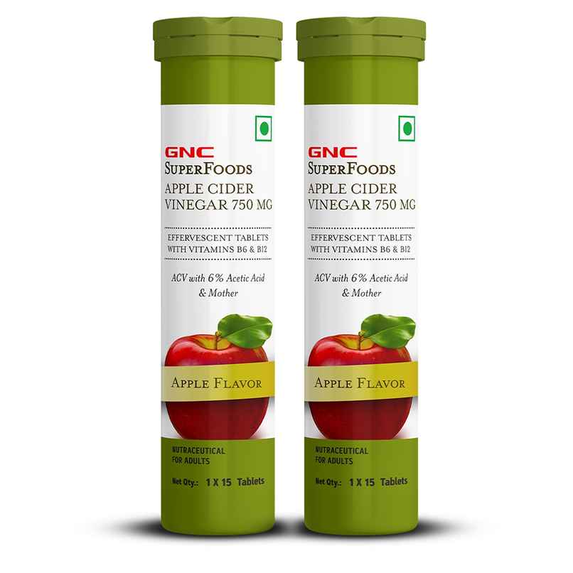 GNC Apple Cider Vinegar Effervescent Tablets Apple Flavor 15 Tablets (Pack of 2) GNC Apple Cider Vinegar Effervescent Tablets Apple Flavor 15 Tablets (Pack of 2)