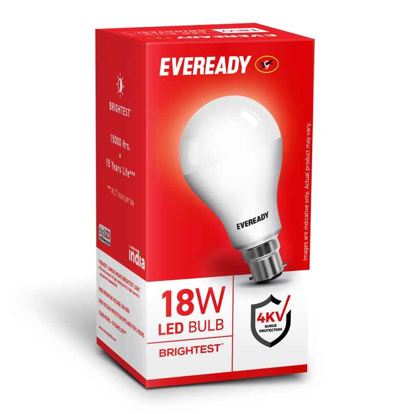Eveready 18 W LED Bulb Cool Day Light | 6500K | Energy Efficient | B22 Base Holder Eveready 18 W LED Bulb Cool Day Light | 6500K | Energy Efficient | B22 Base Holder