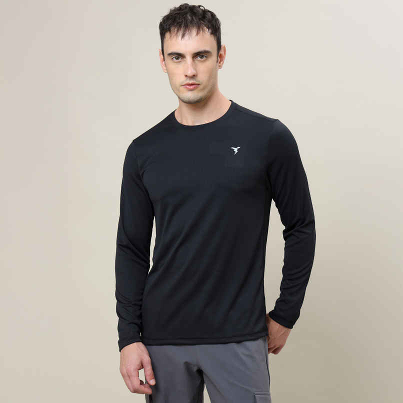 Technosport Men's Poly Solid Slim Fit Round Neck Full Sleeve Sports T-shirt | Black - M Technosport Men's Poly Solid Slim Fit Round Neck Full Sleeve Sports T-shirt | Black - M