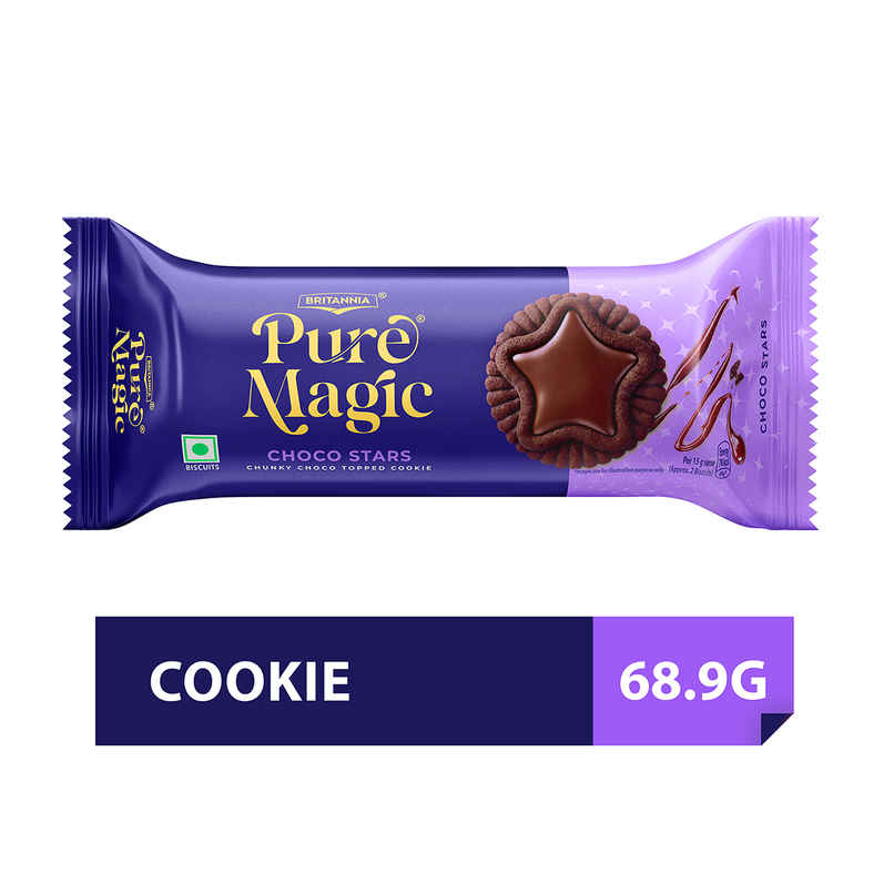 Britannia Pure Magic Choco Stars | Chunky Choco Topped Cookie Britannia Pure Magic Choco Stars | Chunky Choco Topped Cookie