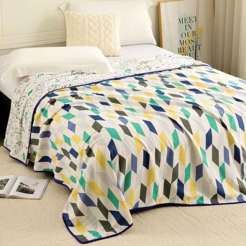 Story@home Printed Single Dohar/Duvet Cover (Cotton, Light Blue, White) (220x144x2 cms)